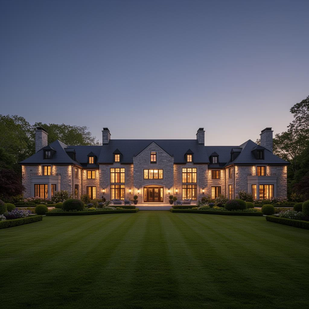 Luxury Laval estate at twilight
